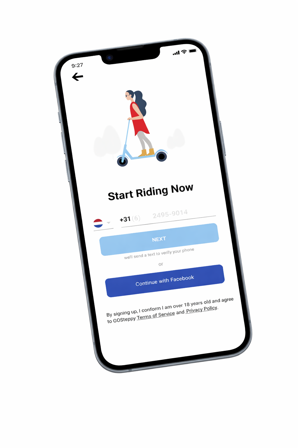 UX UI design for e-mobility mobile app concept for electric scooter service providing alternative urban transportation for students