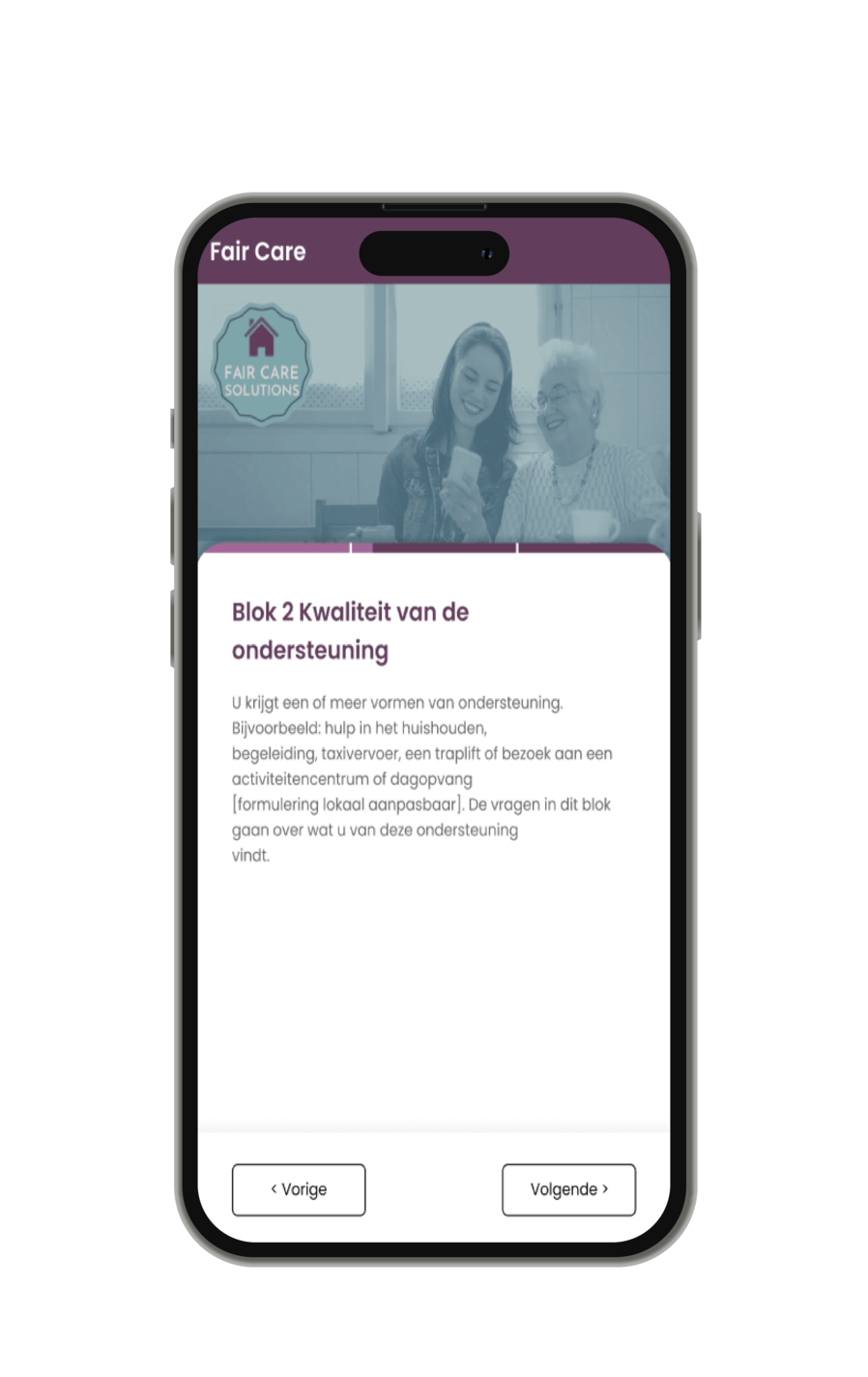 UX UI design for home care assessment mobile app used by healthcare professionals to evaluate elderly support services through questionnaire interface