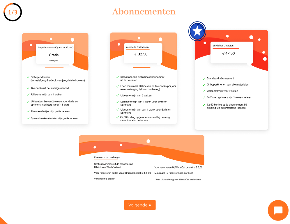 UX UI design for library subscription pricing page showing membership plans and benefits for public library users